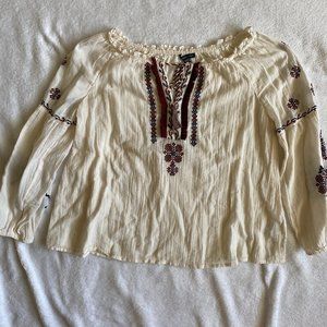 American Eagle White/Creme Long Sleeve Top